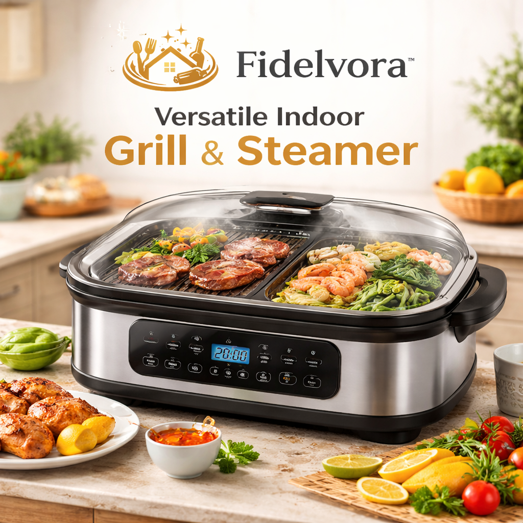 Fidelvora™ 6-in-1 Multi-Function Grill & Steamer